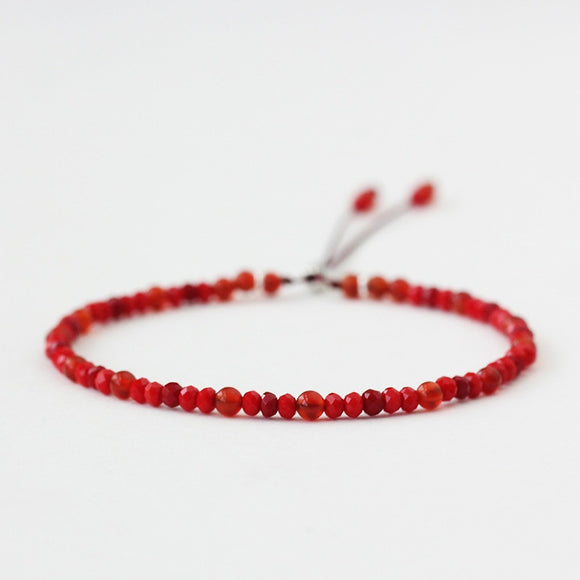 Natural Stone Handmade Strand Bracelet Red Rope