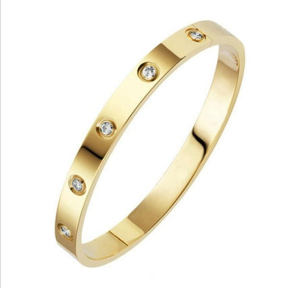 Bangles Open Cuff Design Stainless Steel Crystal